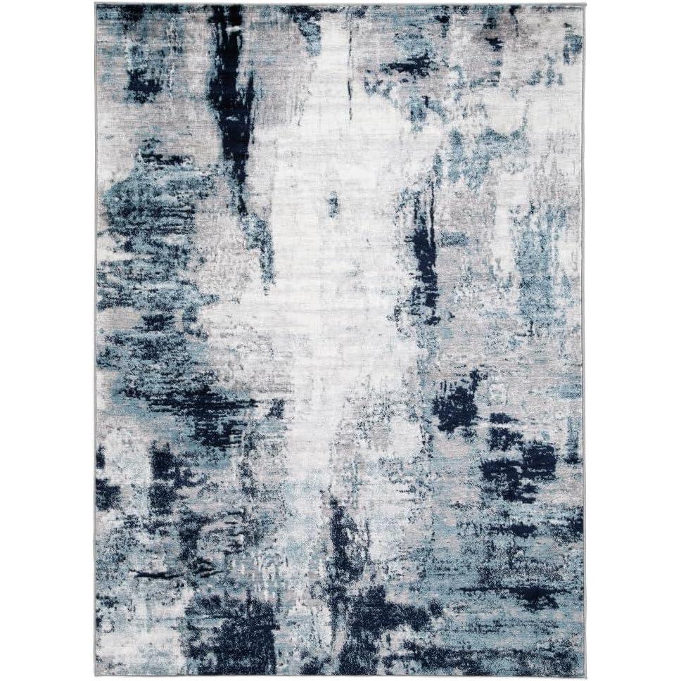 imageSignature Design by Ashley Leonelle Contemporary 5 x 7 Medium Pile Abstract Design Rug Cream Blue amp Gray53 x 73 Rectangular