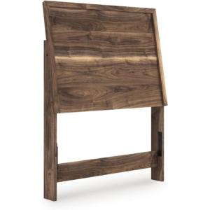 Signature Design by Ashley Darcalli Mid-Century Modern Twin Panel Headboard, Sleek Style Frame, Wood, 41.1″ W x 6.73″ D x 52.6″ H, Brown Finish(Twin)