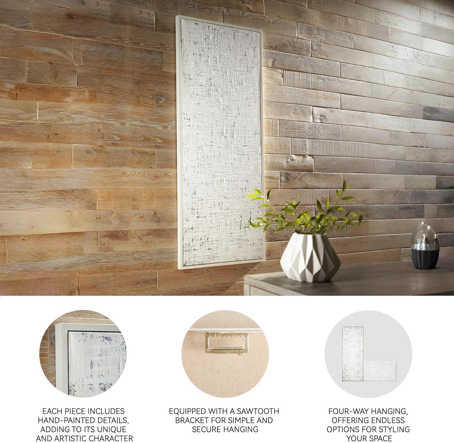 imageSignature Design by Ashley Daxonport Modern Canvas Textured Wall Art 24 x 60 Inch White amp Gray