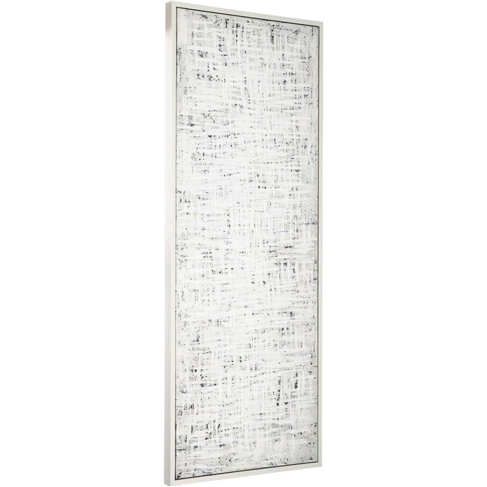 imageSignature Design by Ashley Daxonport Modern Canvas Textured Wall Art 24 x 60 Inch White amp Gray