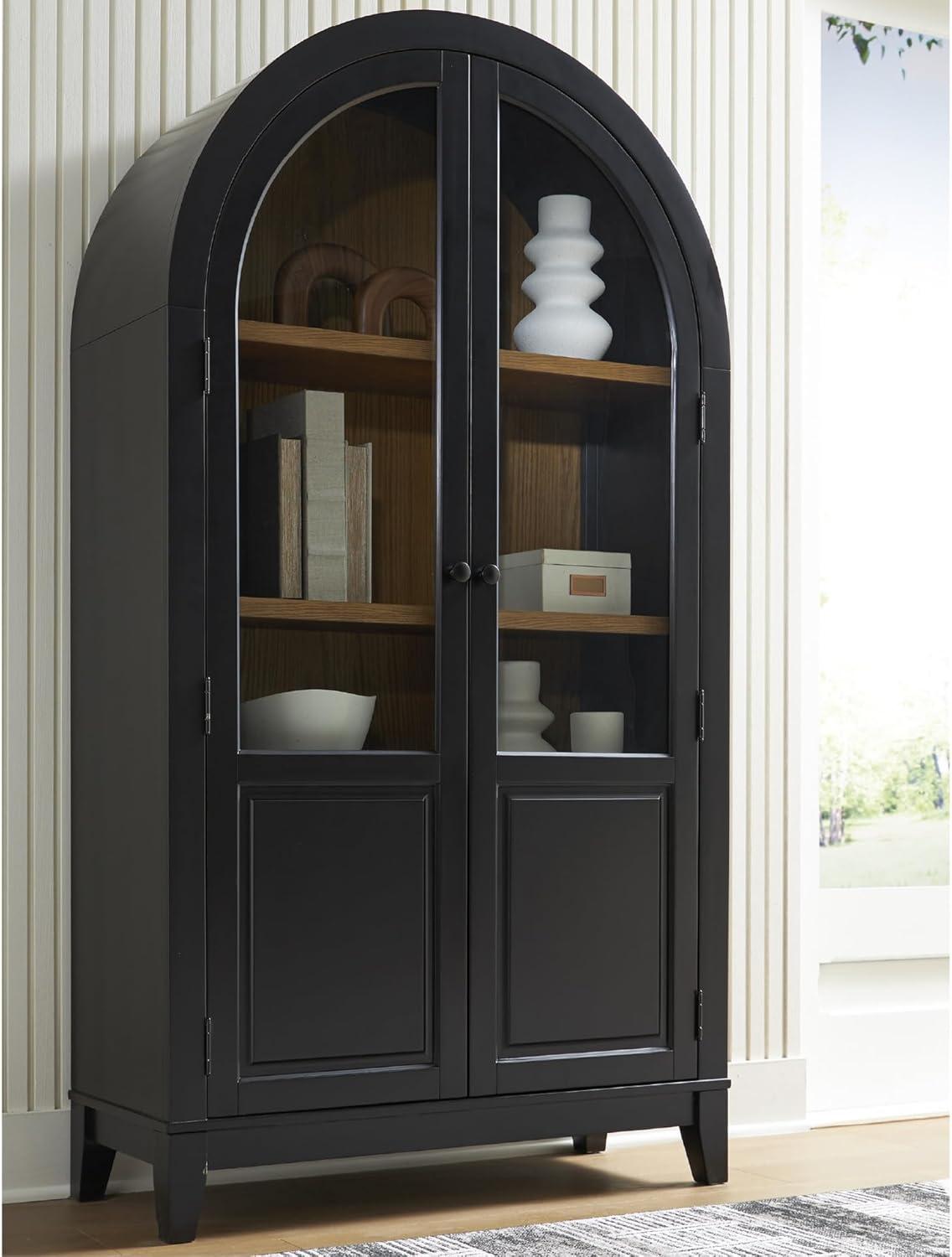 imageSignature Design by Ashley Dagandale Casual Accent Cabinet with AntiTipping and Adjustable Shelf Light Brown amp BlackBlack