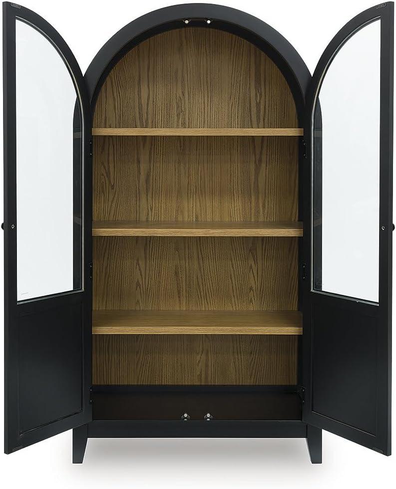 imageSignature Design by Ashley Dagandale Casual Accent Cabinet with AntiTipping and Adjustable Shelf Light Brown amp BlackBlack
