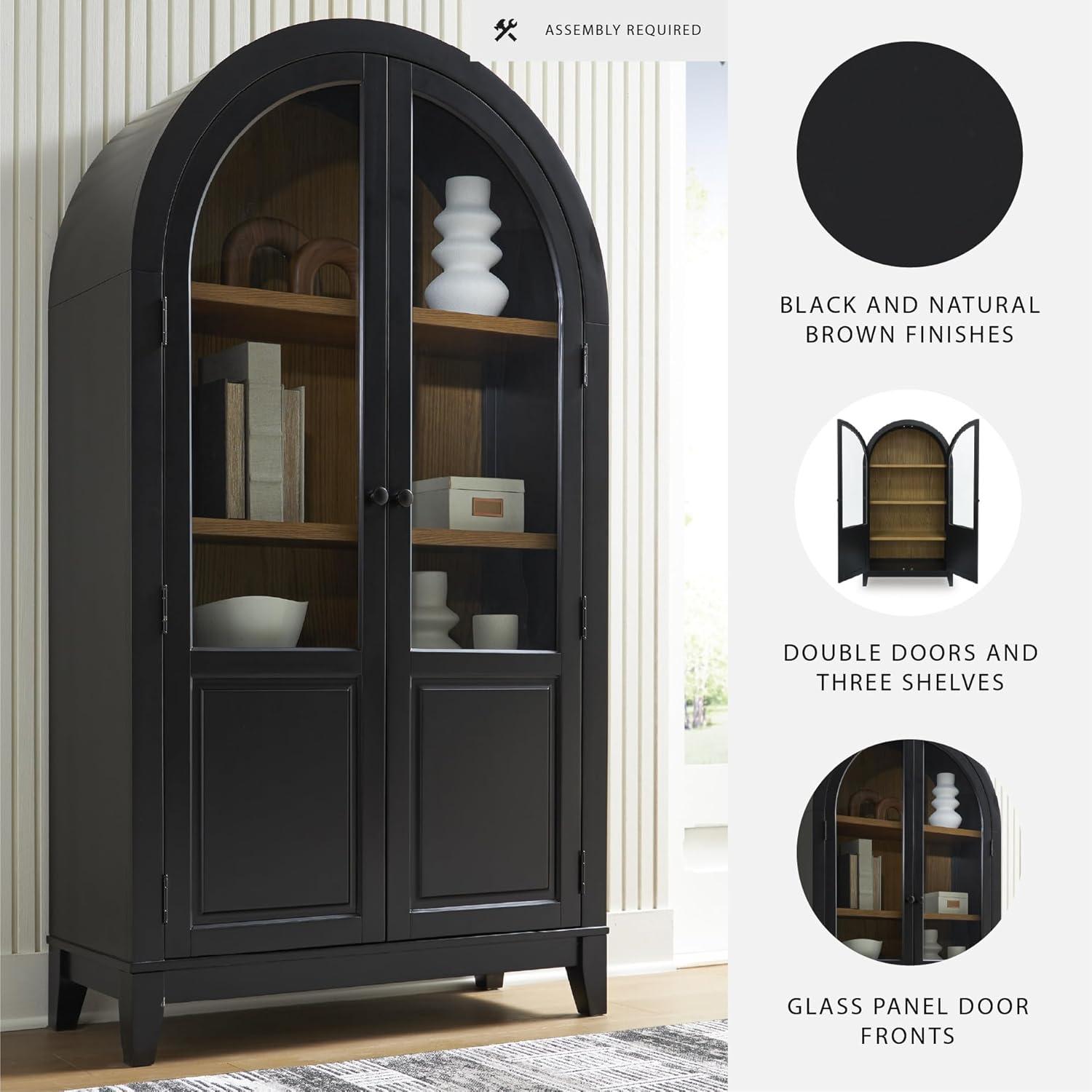 imageSignature Design by Ashley Dagandale Casual Accent Cabinet with AntiTipping and Adjustable Shelf Light Brown amp BlackBlack
