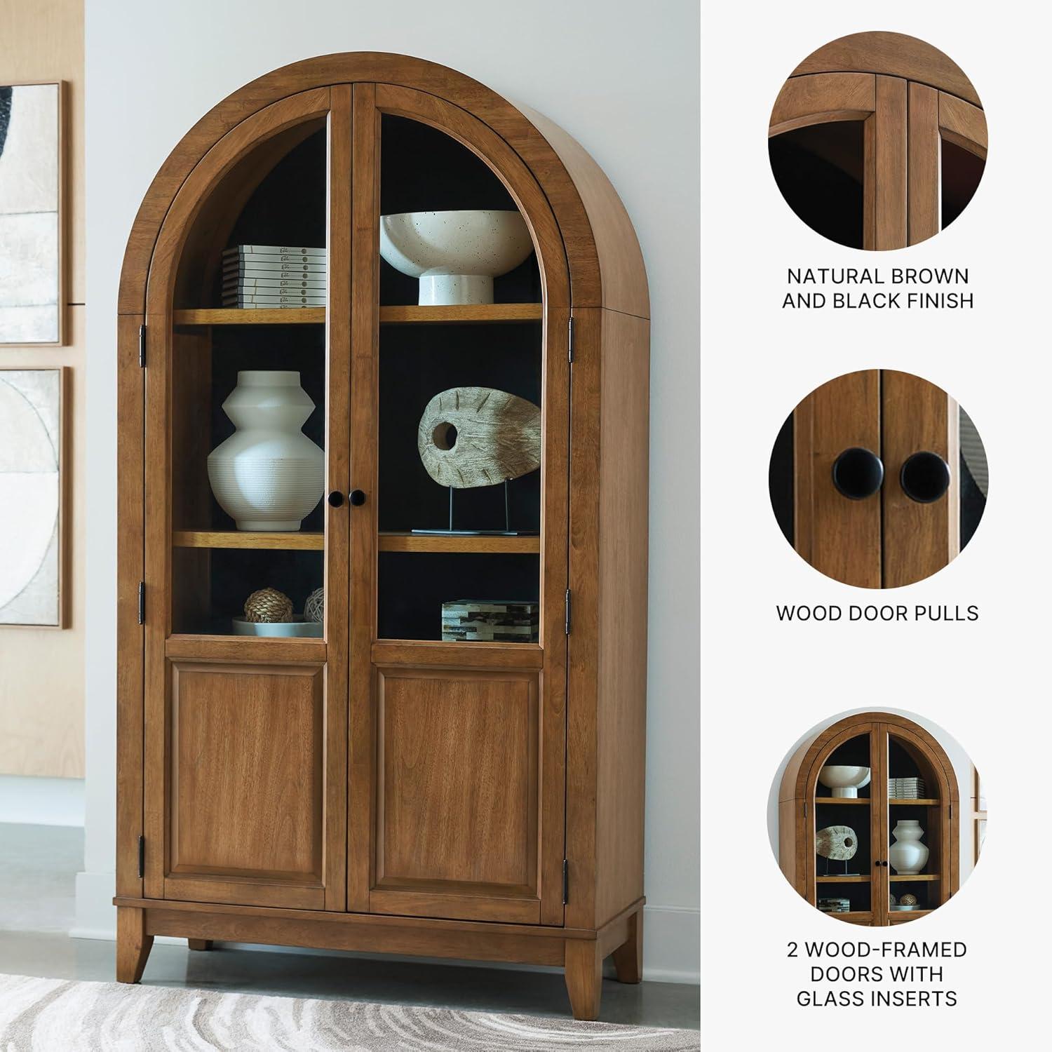 imageSignature Design by Ashley Dagandale Casual Accent Cabinet with AntiTipping and Adjustable Shelf Light Brown amp BlackLight Brown Black