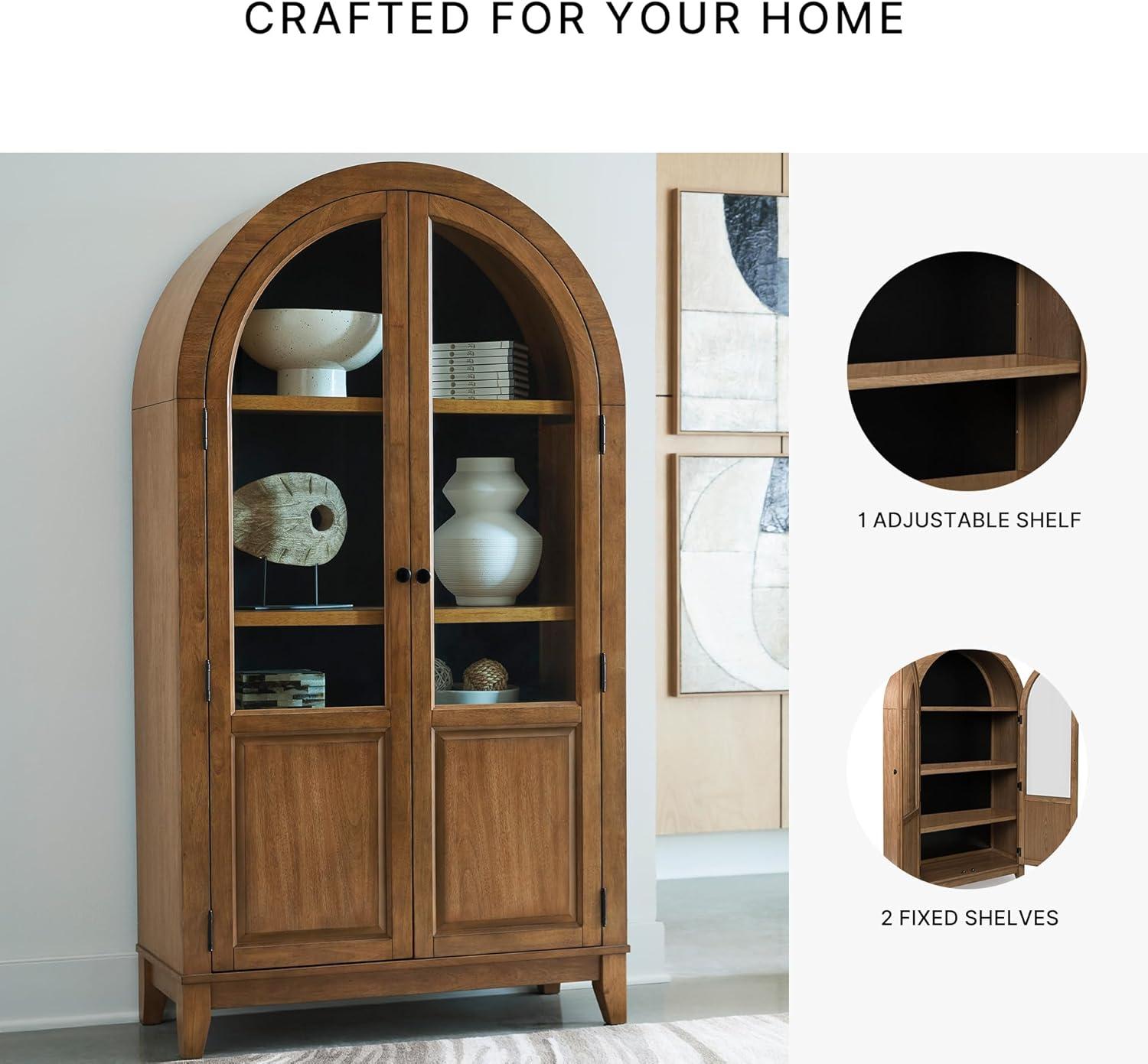 imageSignature Design by Ashley Dagandale Casual Accent Cabinet with AntiTipping and Adjustable Shelf Light Brown amp BlackLight Brown Black