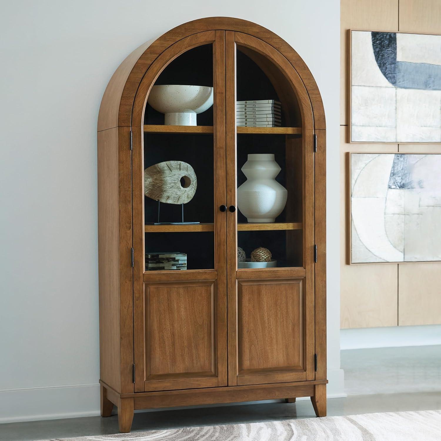 imageSignature Design by Ashley Dagandale Casual Accent Cabinet with AntiTipping and Adjustable Shelf Light Brown amp BlackLight Brown Black