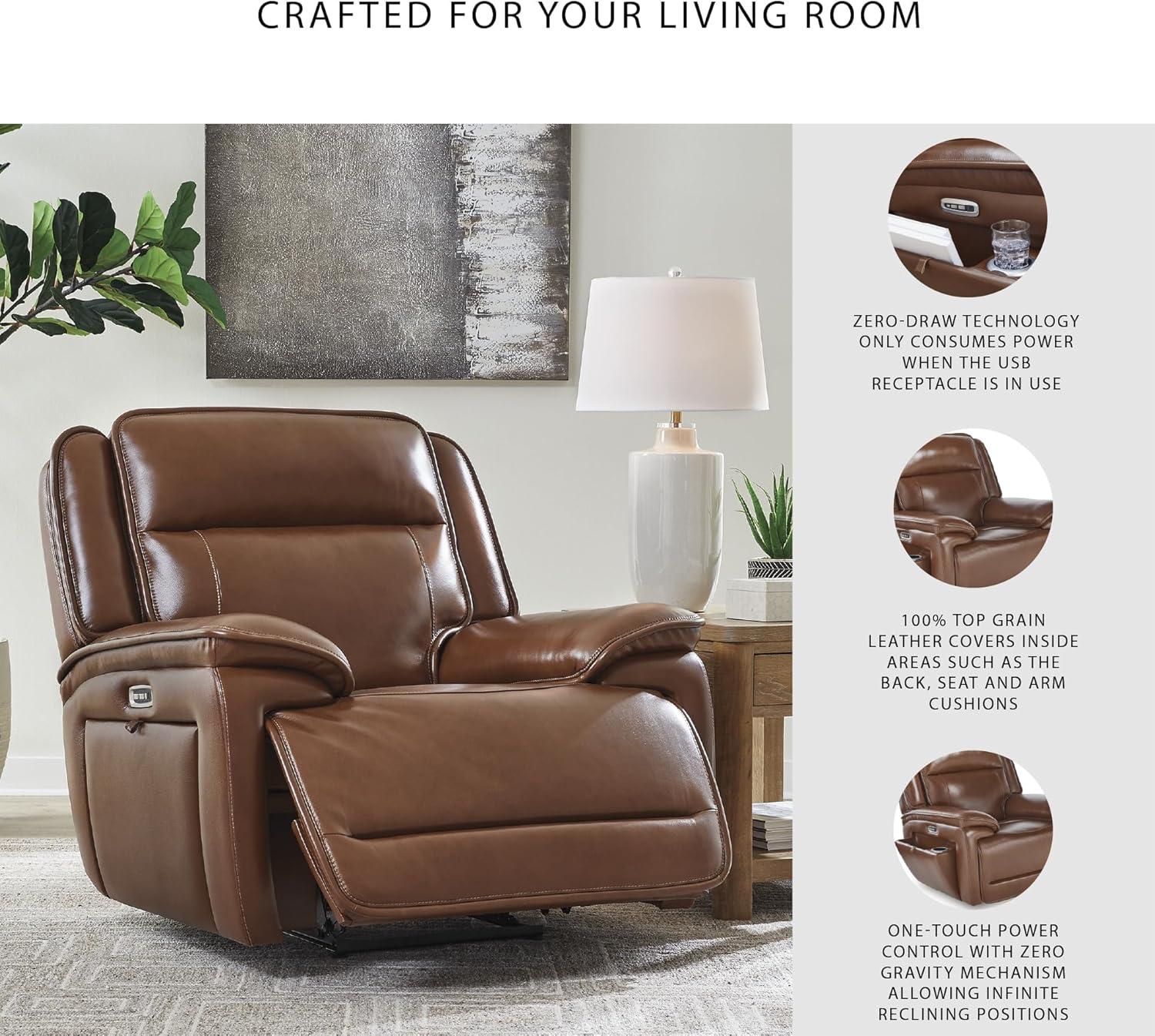 imageSignature Design by Ashley Healy Pier Power Recliner Brown