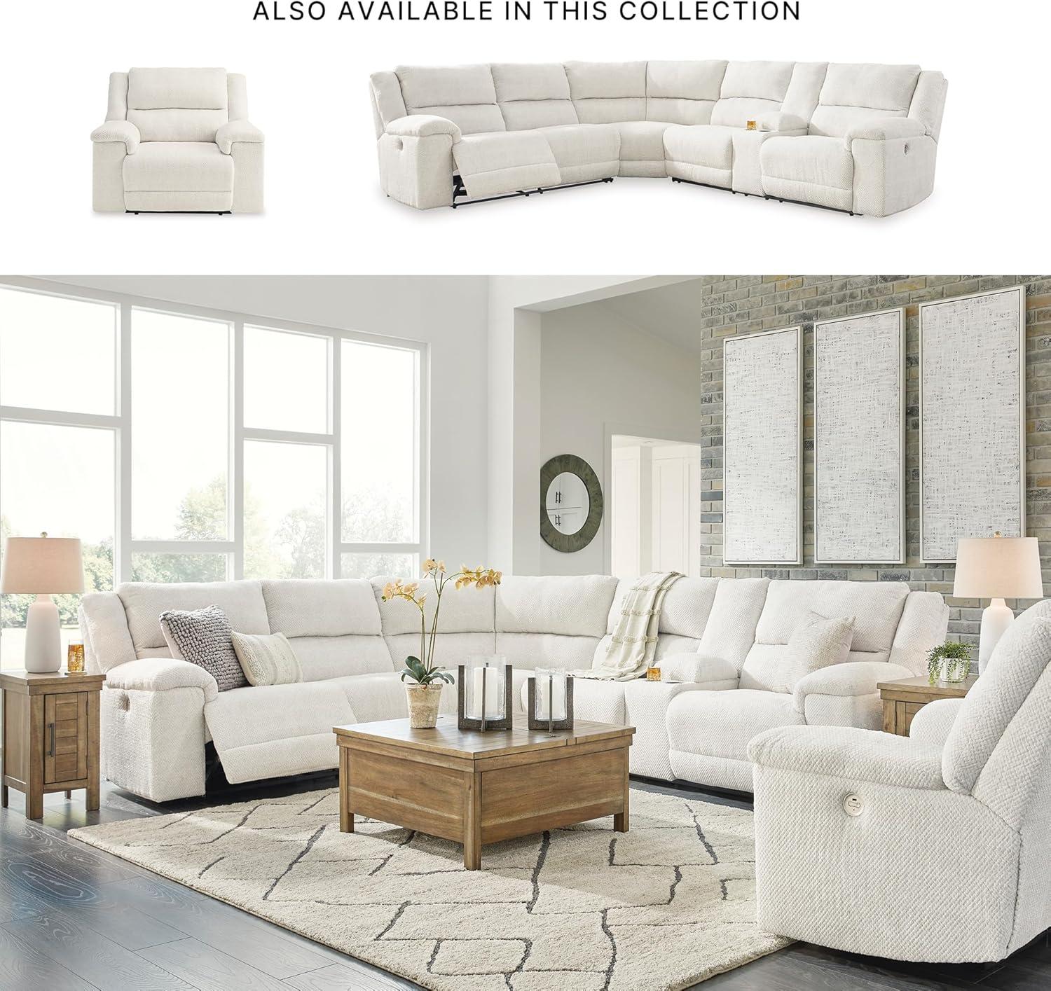 imageSignature Design by Ashley Keensburg Modern LShaped RightArm Facing 3Piece Power Reclining Sectional with USB Ports Console Storage and 2 Cup Holders WhiteRight Arm Facing