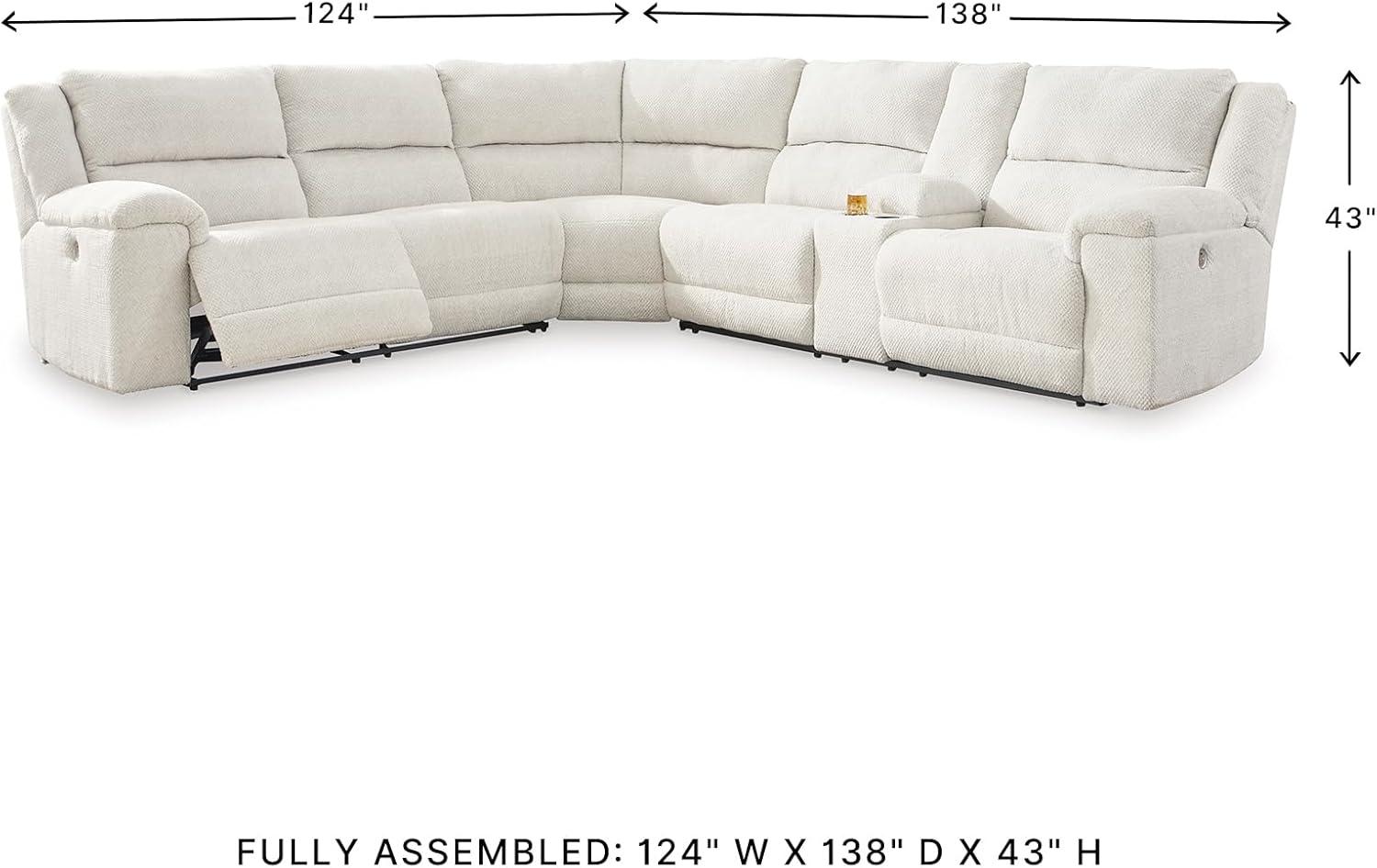 imageSignature Design by Ashley Keensburg Modern LShaped RightArm Facing 3Piece Power Reclining Sectional with USB Ports Console Storage and 2 Cup Holders WhiteRight Arm Facing