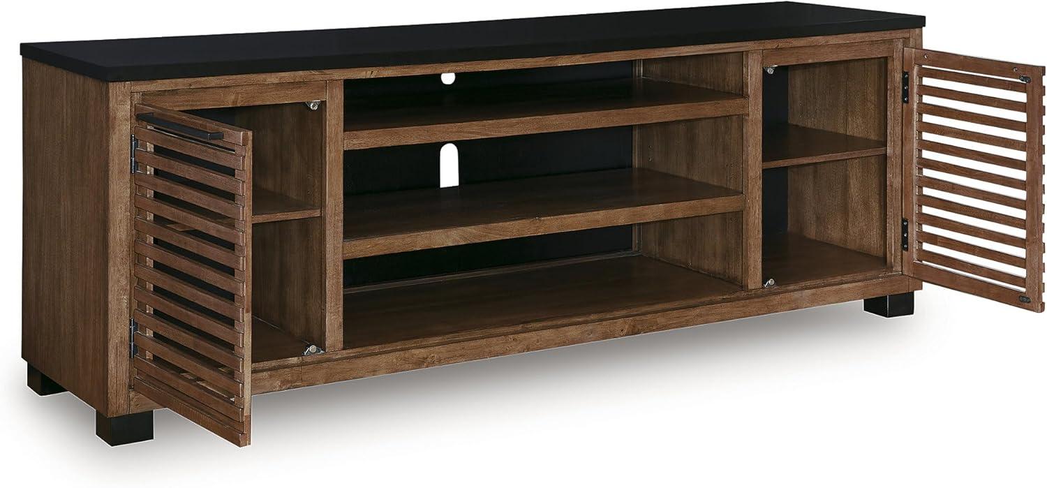 imageSignature Design by Ashley Modern Farmhouse Kallari 84 TV Stand for TVs up to 96 with Adjustable Shelves Brown amp Black