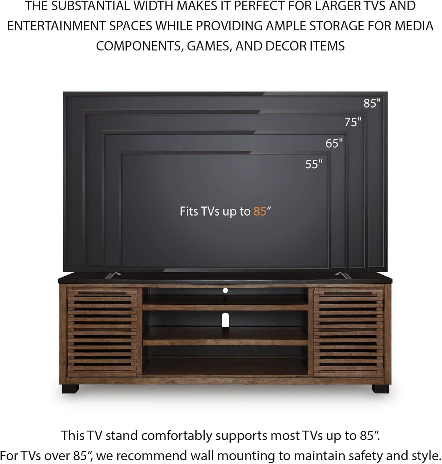 imageSignature Design by Ashley Modern Farmhouse Kallari 84 TV Stand for TVs up to 96 with Adjustable Shelves Brown amp Black