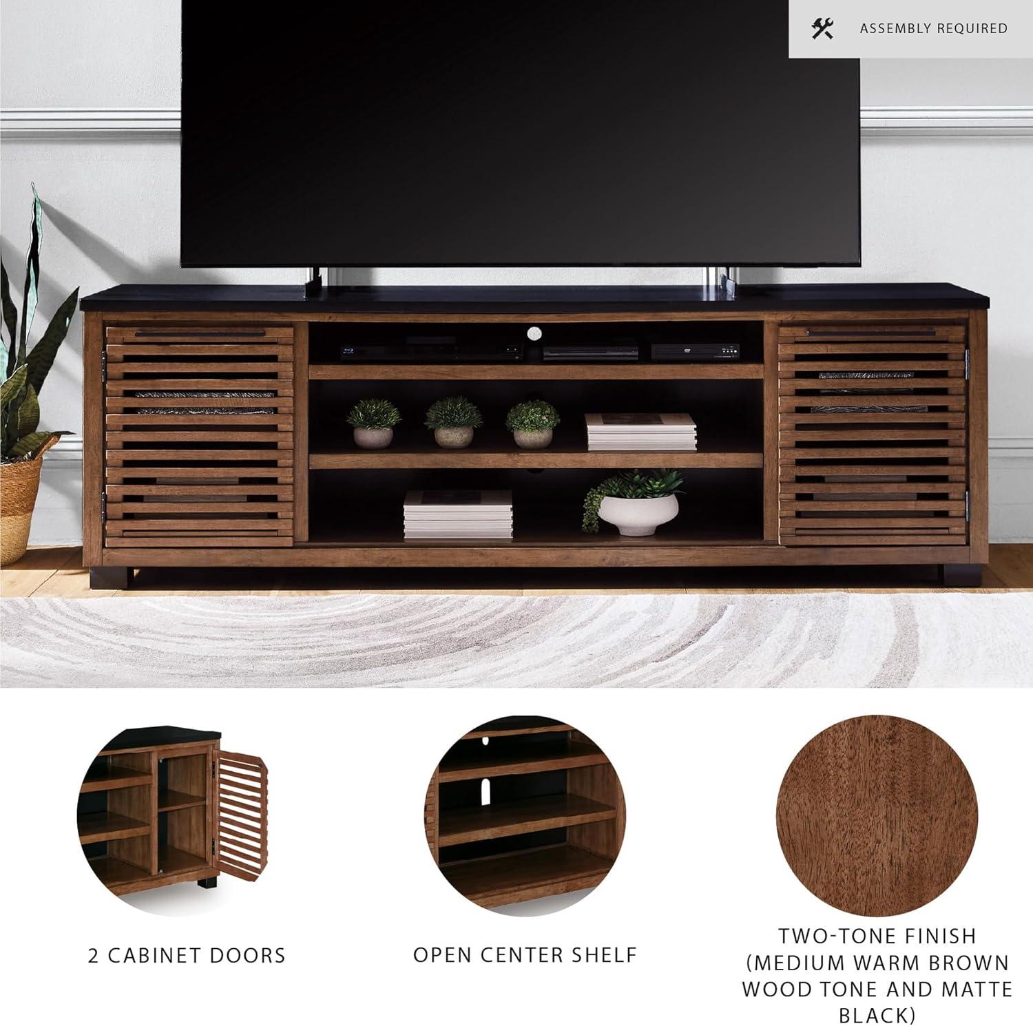 imageSignature Design by Ashley Modern Farmhouse Kallari 84 TV Stand for TVs up to 96 with Adjustable Shelves Brown amp Black
