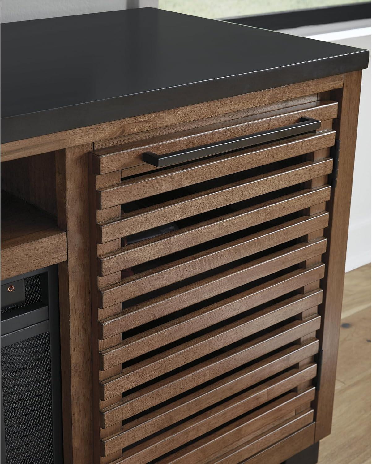 imageSignature Design by Ashley Modern Farmhouse Kallari 84 TV Stand for TVs up to 96 with Adjustable Shelves Brown amp Black
