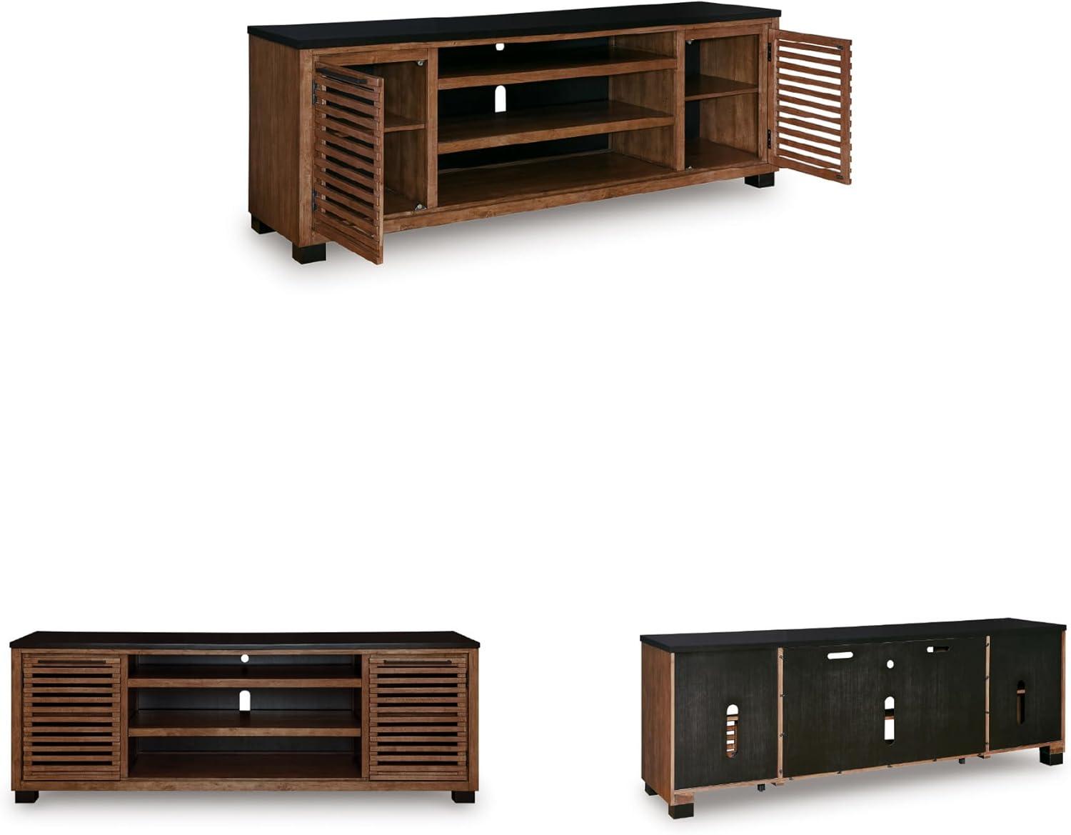 imageSignature Design by Ashley Modern Farmhouse Kallari 84 TV Stand for TVs up to 96 with Adjustable Shelves Brown amp Black