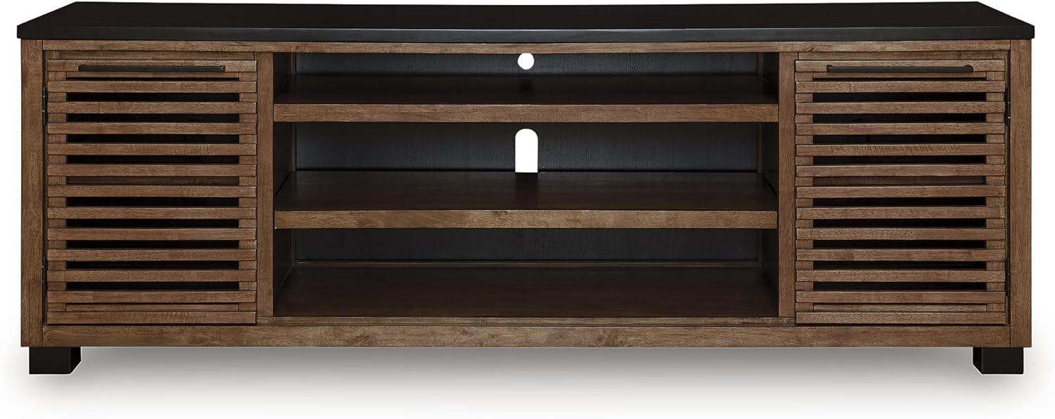 imageSignature Design by Ashley Modern Farmhouse Kallari 84 TV Stand for TVs up to 96 with Adjustable Shelves Brown amp Black