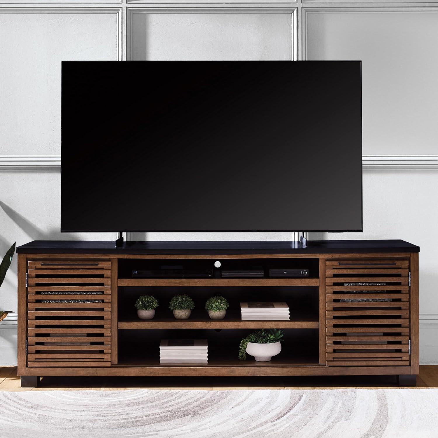imageSignature Design by Ashley Modern Farmhouse Kallari 84 TV Stand for TVs up to 96 with Adjustable Shelves Brown amp Black