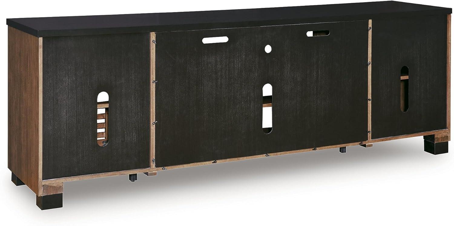 imageSignature Design by Ashley Modern Farmhouse Kallari 84 TV Stand for TVs up to 96 with Adjustable Shelves Brown amp Black