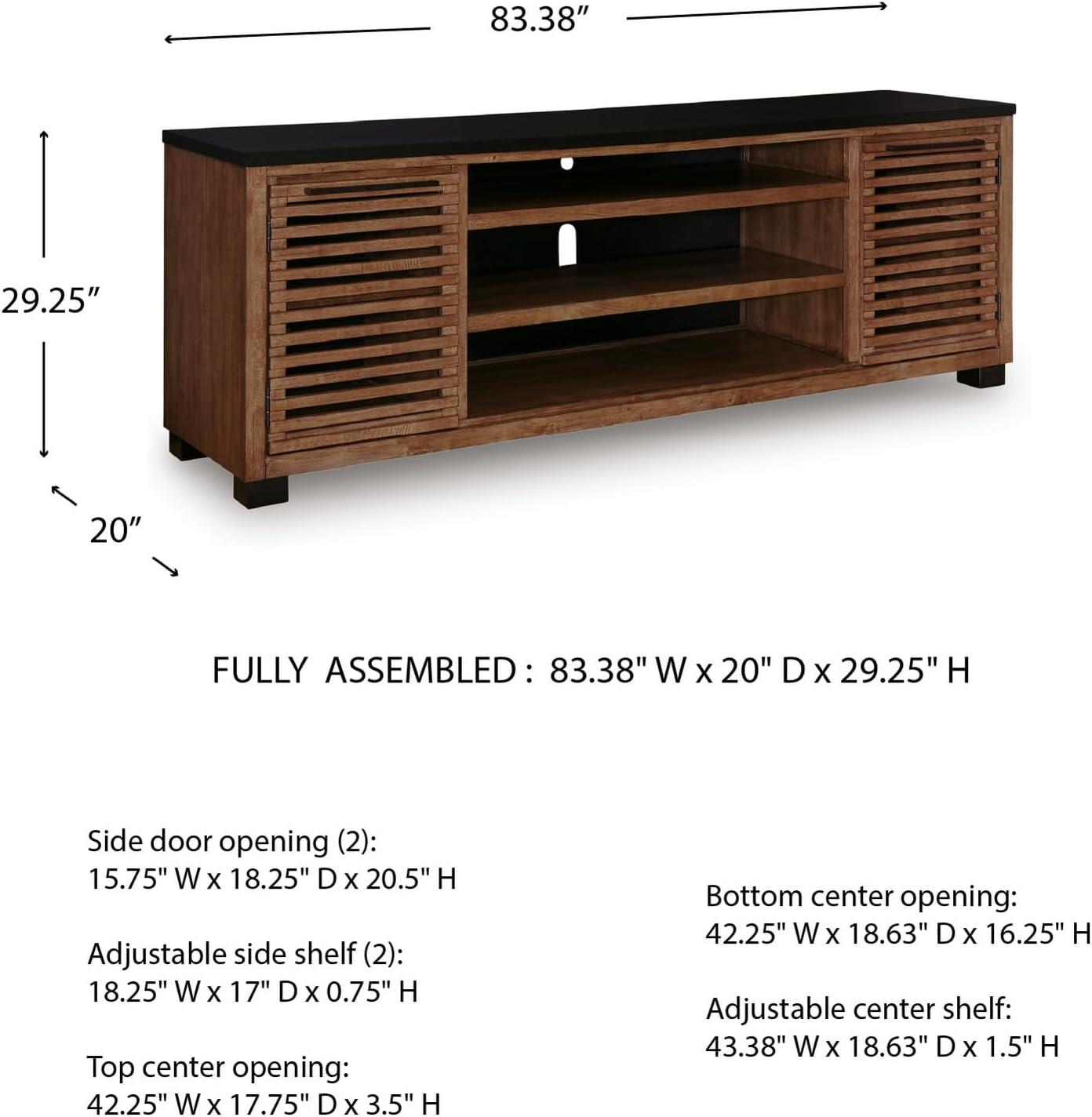 imageSignature Design by Ashley Modern Farmhouse Kallari 84 TV Stand for TVs up to 96 with Adjustable Shelves Brown amp Black