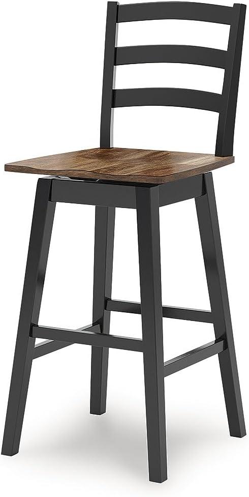 imageSignature Design by Ashley Wildenauer Modern Farmhouse 30 Swivel Bar Height Bar Stool with Contoured Seat Set of 2 Black amp Dark Brown