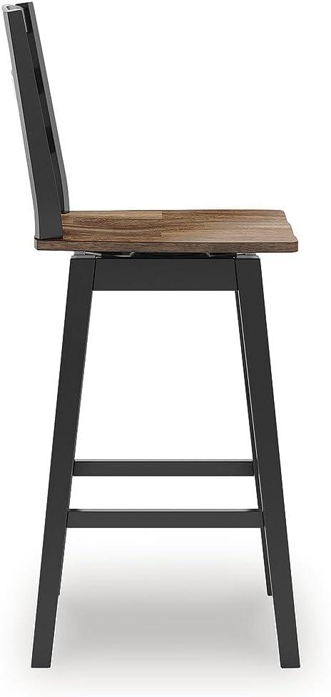 imageSignature Design by Ashley Wildenauer Modern Farmhouse 30 Swivel Bar Height Bar Stool with Contoured Seat Set of 2 Black amp Dark Brown