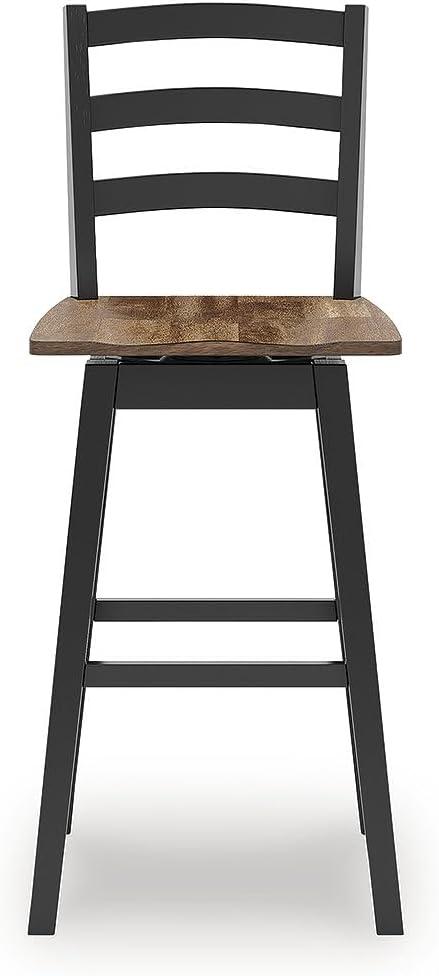 imageSignature Design by Ashley Wildenauer Modern Farmhouse 30 Swivel Bar Height Bar Stool with Contoured Seat Set of 2 Black amp Dark Brown