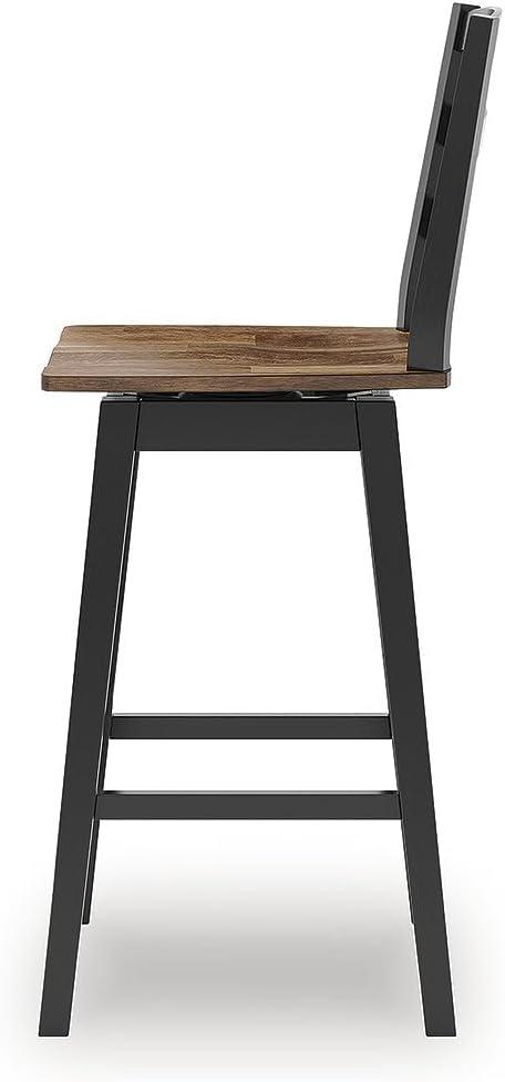 imageSignature Design by Ashley Wildenauer Modern Farmhouse 30 Swivel Bar Height Bar Stool with Contoured Seat Set of 2 Black amp Dark Brown