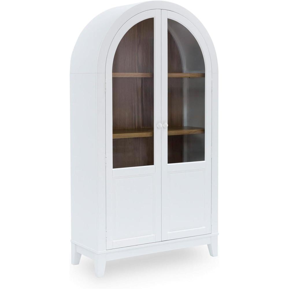 imageSignature Design by Ashley Dagandale Casual Accent Cabinet with AntiTipping and Adjustable Shelf Light Brown amp BlackWhite