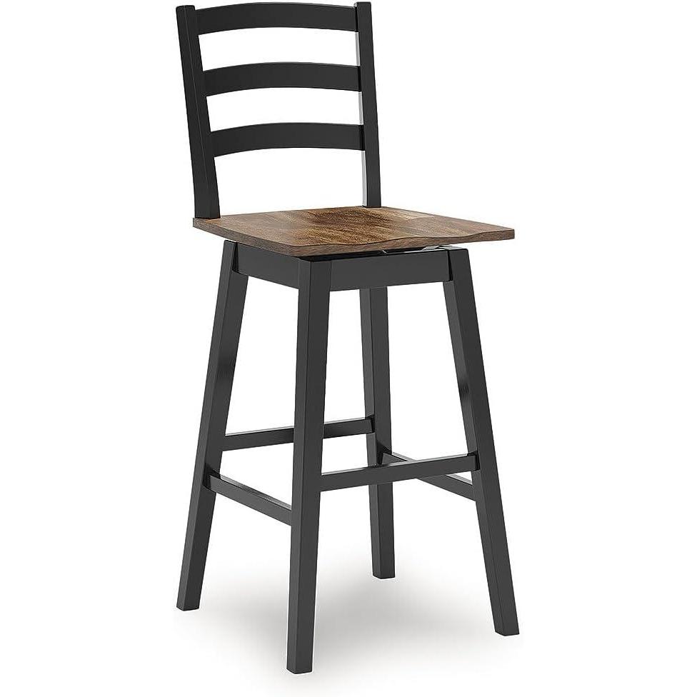 imageSignature Design by Ashley Wildenauer Modern Farmhouse 30 Swivel Bar Height Bar Stool with Contoured Seat Set of 2 Black amp Dark Brown