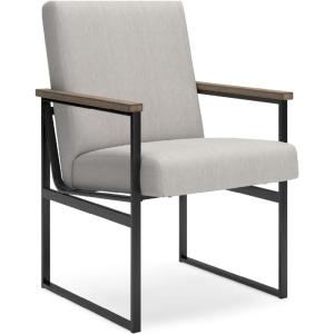Signature Design by Ashley Montia Urban Upholstered Home Office Desk Chair with Track Arms, Light Brown & Gray