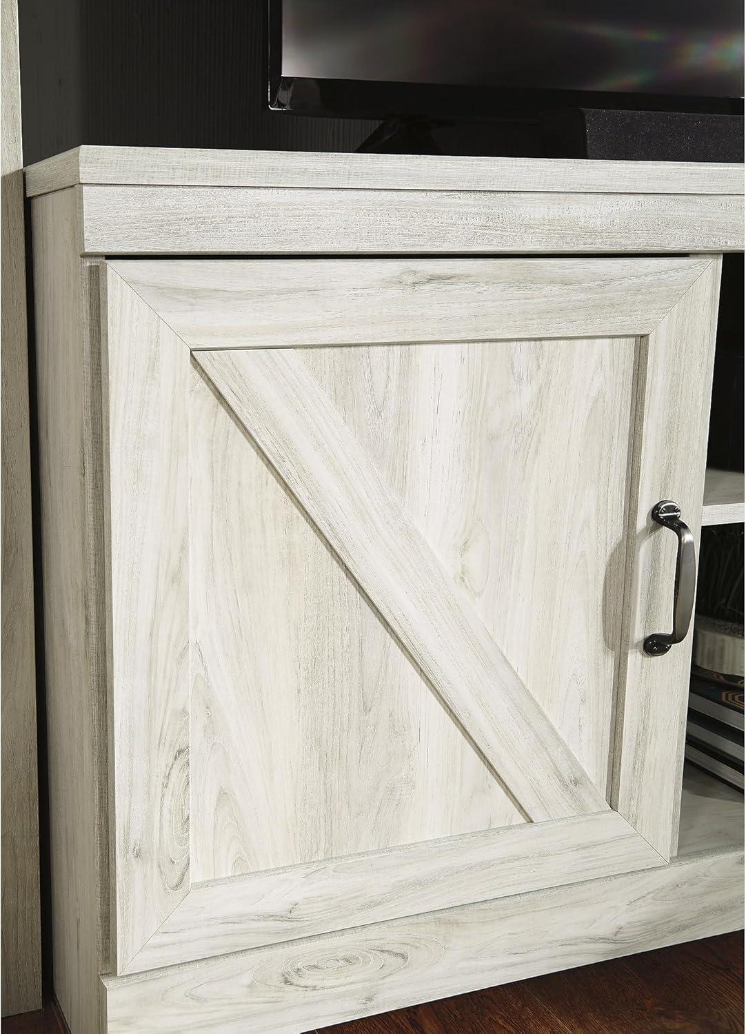imageSignature Design by Ashley Bellaby Farmhouse 4Piece Entertainment Center for TVs up to 72 with Electric Fireplace and Time Function Whitewash
