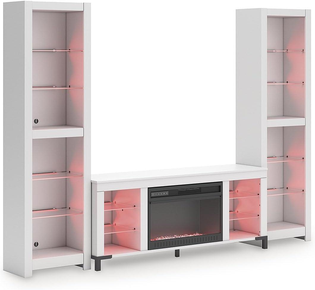imageSignature Design by Ashley Brollevi Modern 3Piece Entertainment Center with Electric Fireplace for TVs up to 68 White