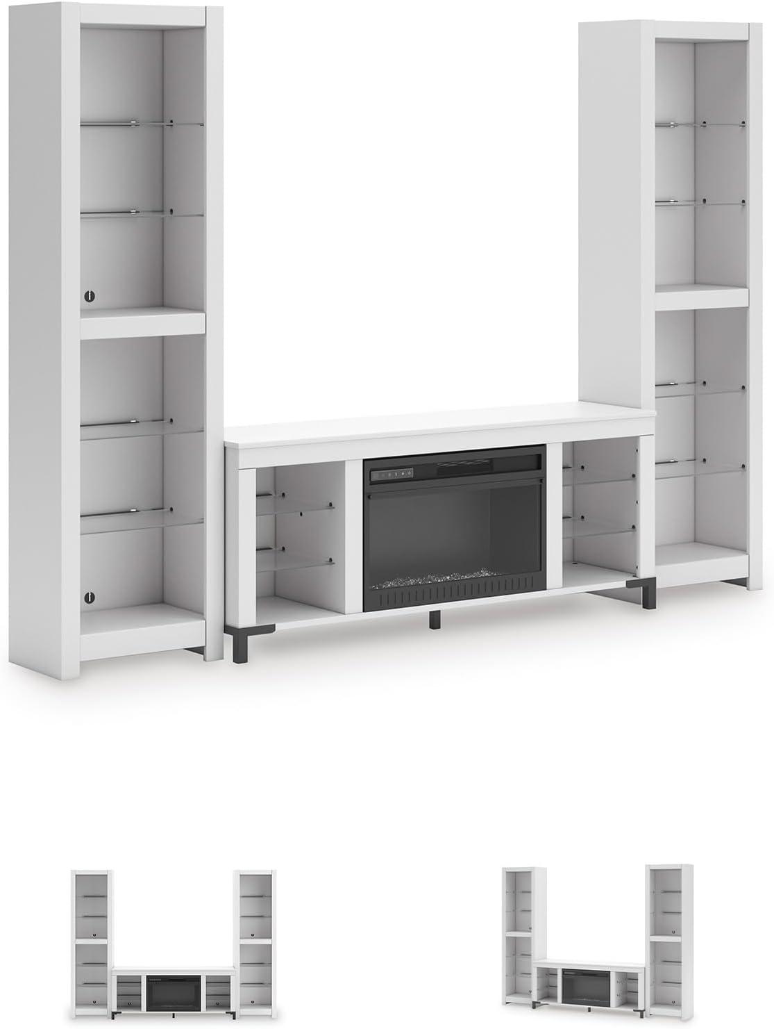 imageSignature Design by Ashley Brollevi Modern 3Piece Entertainment Center with Electric Fireplace for TVs up to 68 White