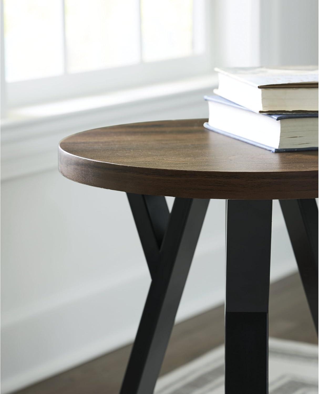 imageSignature Design by Ashley Elbrynn Casual Table with Steel Frame Set of 3 Dark Brown amp Black