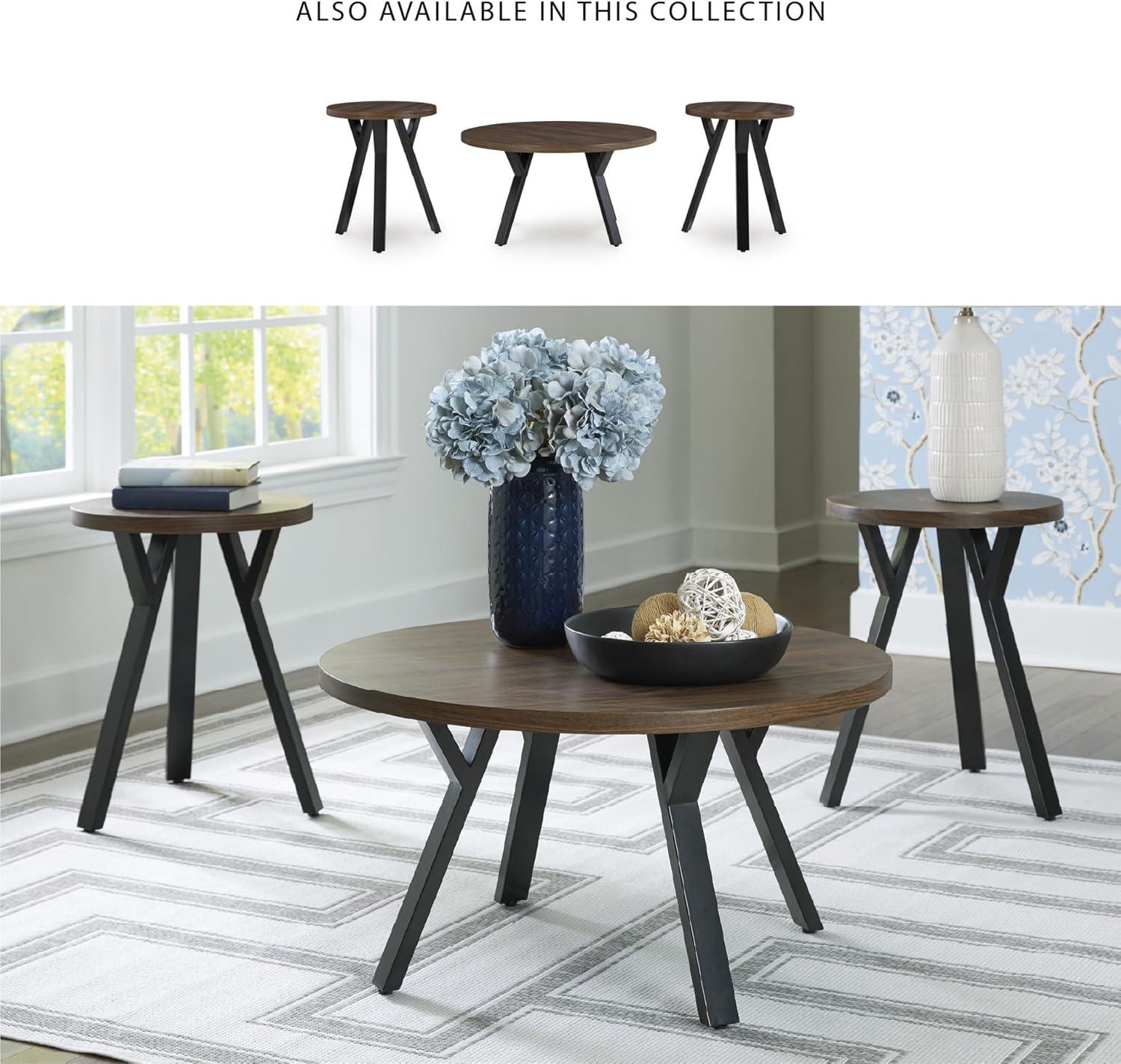 imageSignature Design by Ashley Elbrynn Casual Table with Steel Frame Set of 3 Dark Brown amp Black