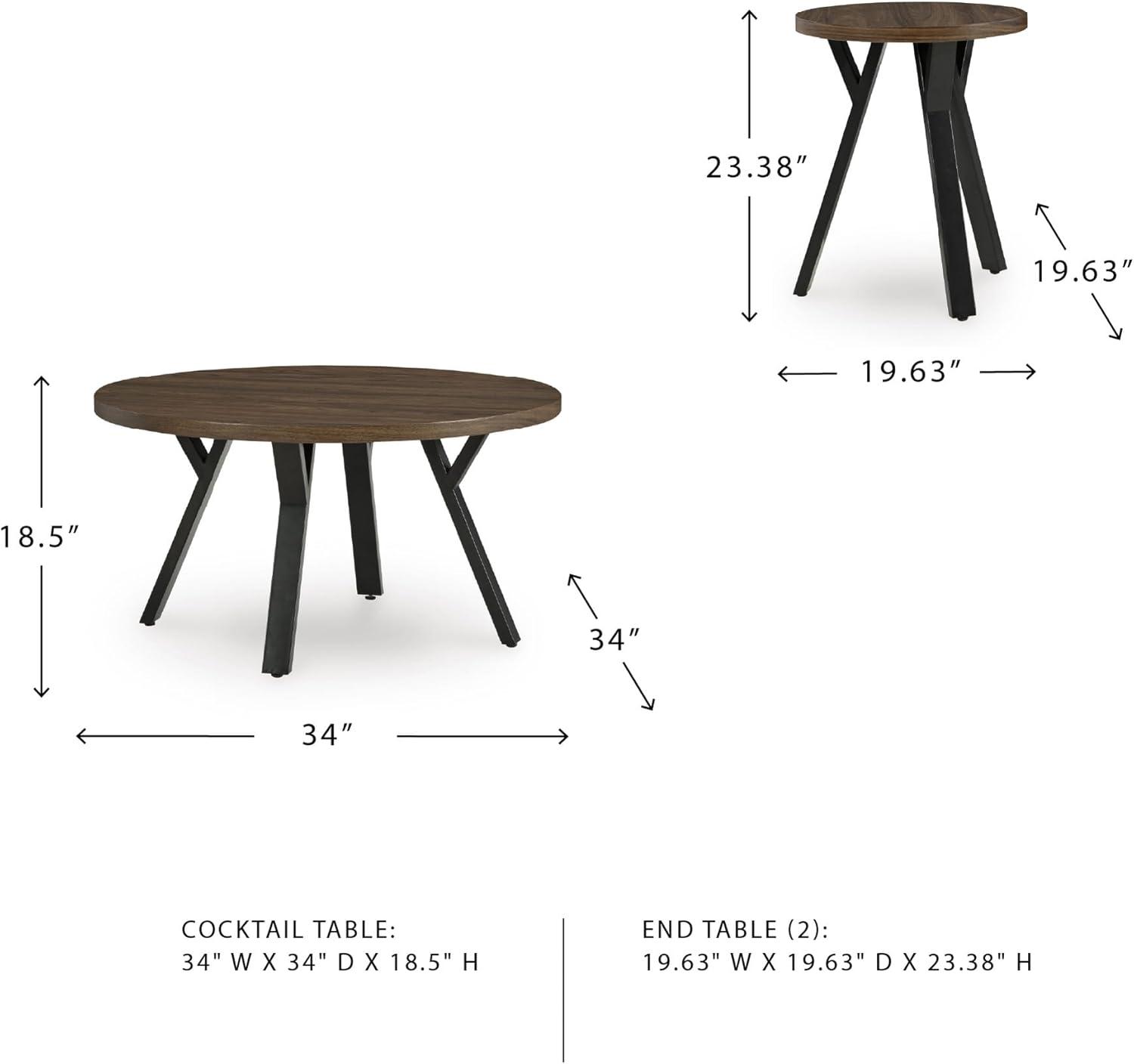 imageSignature Design by Ashley Elbrynn Casual Table with Steel Frame Set of 3 Dark Brown amp Black