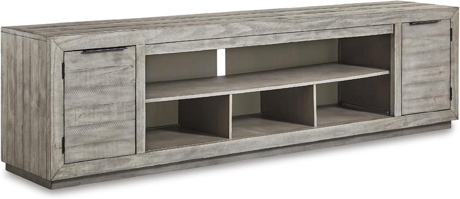 imageSignature Design by Ashley Entertainment Accessories Contemporary 92 TV Stand with Electric Fireplace for TVs up to 105 Light GrayGrey