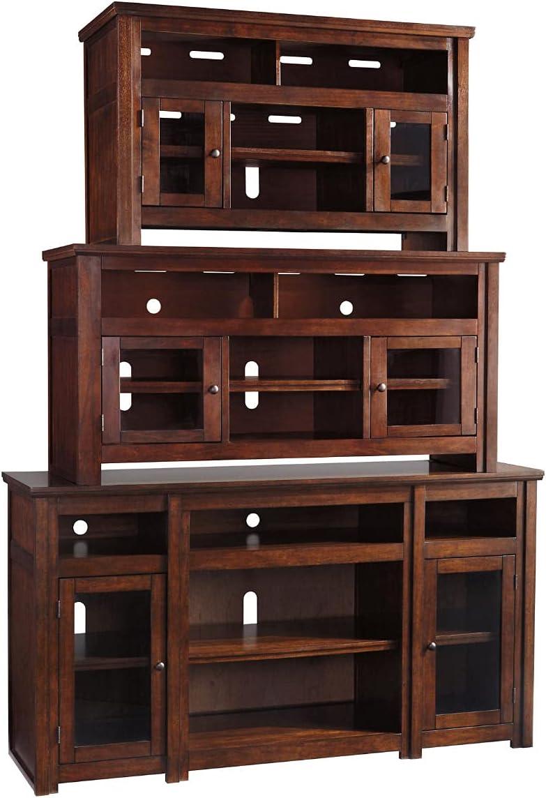 imageSignature Design by Ashley Harpan Traditional TV Stand Fits TVs up to 70 3 Adjustable Shelves 2 Storage Cabinets BrownMedium