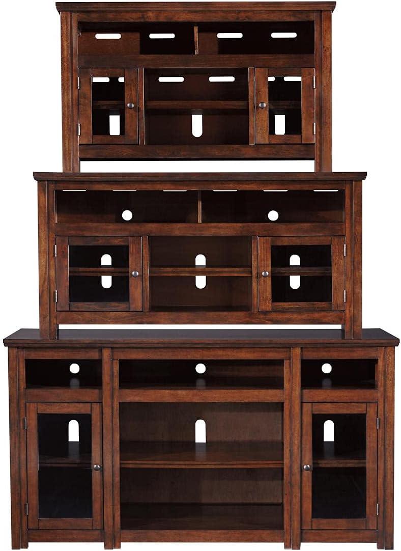 imageSignature Design by Ashley Harpan Traditional TV Stand Fits TVs up to 70 3 Adjustable Shelves 2 Storage Cabinets BrownMedium