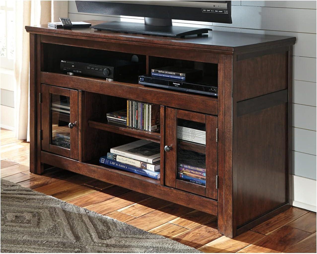 imageSignature Design by Ashley Harpan Traditional TV Stand Fits TVs up to 70 3 Adjustable Shelves 2 Storage Cabinets BrownMedium