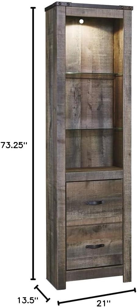 imageSignature Design by Ashley Trinell Rustic Entertainment Center Pier or Bookcase Grayish BrownBrown