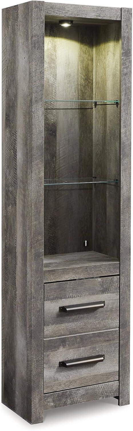 imageSignature Design by Ashley Wynnlow Rustic 4Piece Entertainment Center for TVs up to 72 with Electric Fireplace LED Lighting and Programmable Timer Gray