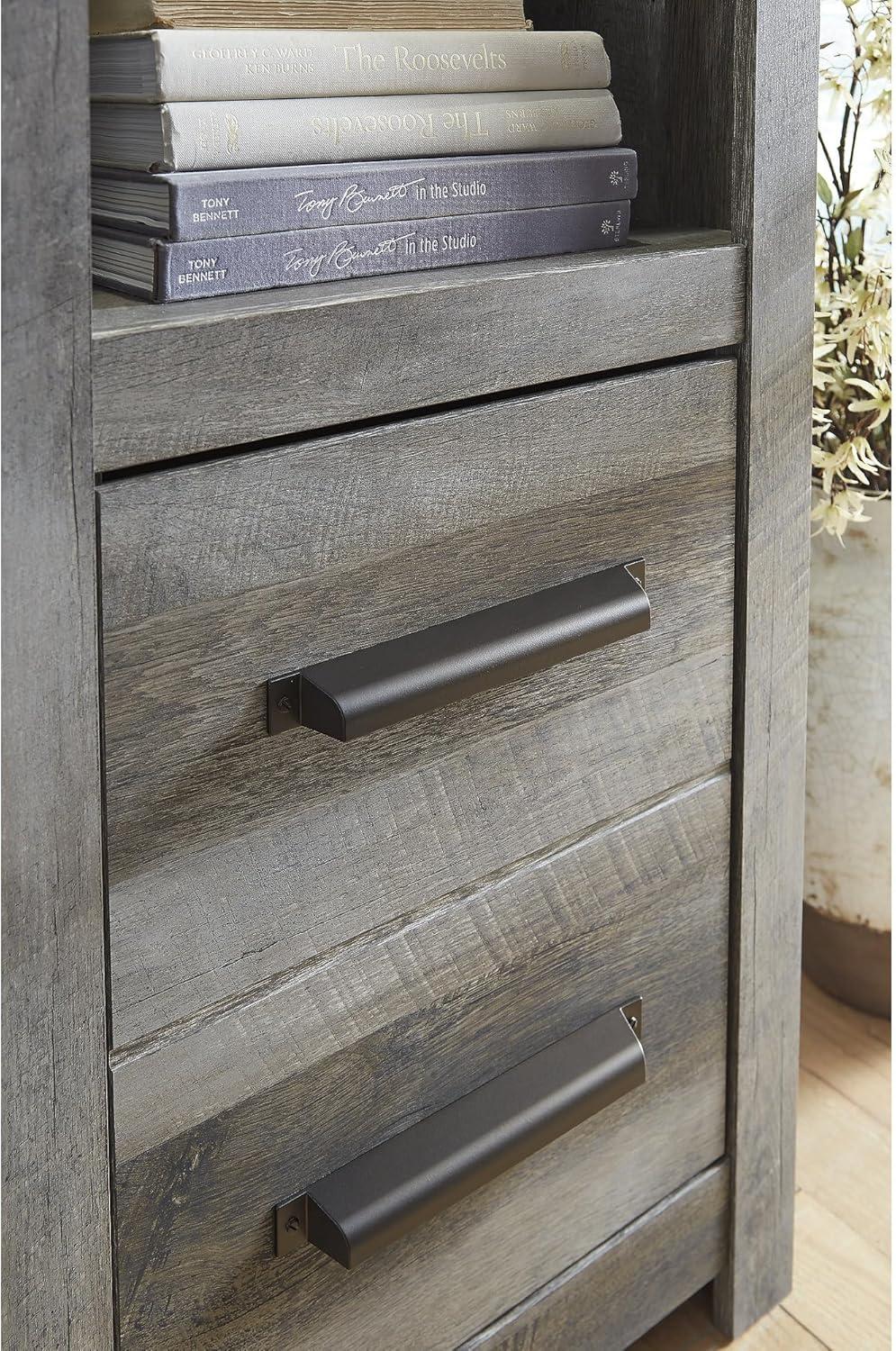 imageSignature Design by Ashley Wynnlow Rustic 4Piece Entertainment Center for TVs up to 72 with Electric Fireplace LED Lighting and Programmable Timer Gray