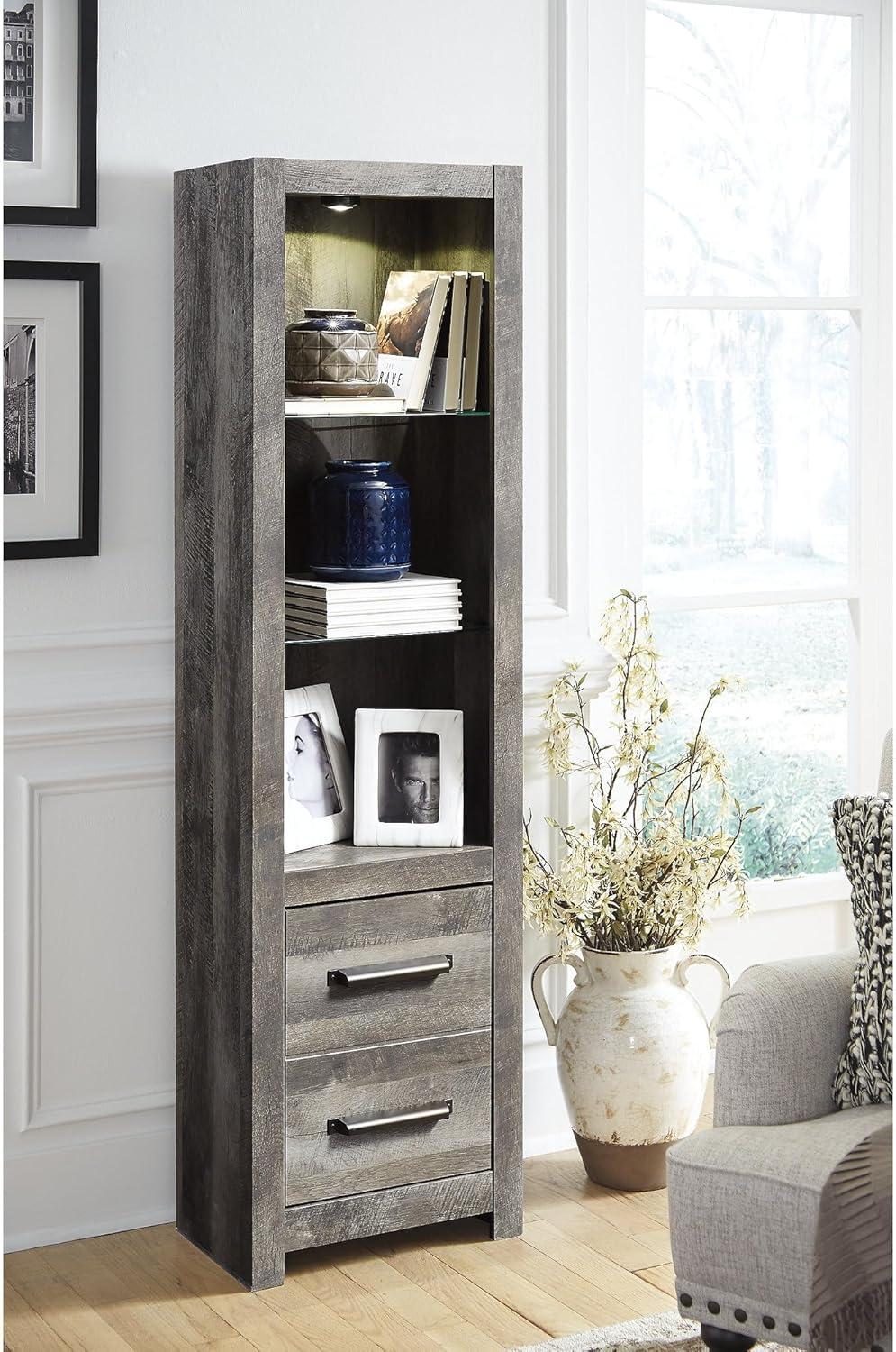 imageSignature Design by Ashley Wynnlow Rustic 4Piece Entertainment Center for TVs up to 72 with Electric Fireplace LED Lighting and Programmable Timer Gray