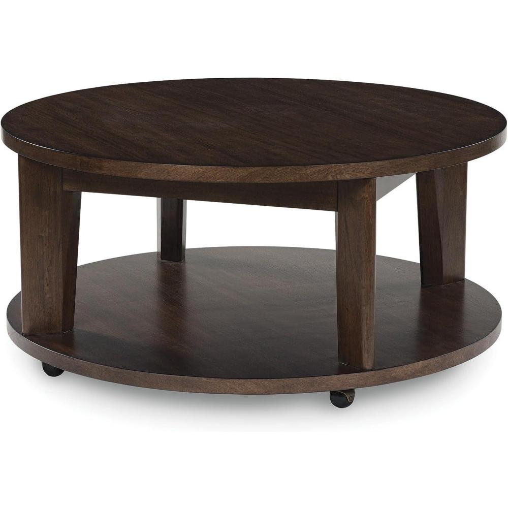 imageSignature Design by Ashley Korestone 2 Contemporary Coffee Table with Pedestal Base Dark Brown