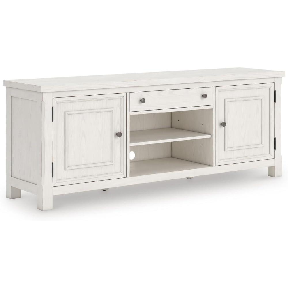 imageSignature Design by Ashley Robbinsdale Casual 72 TV Stand for TVs up to 82 with Cabinet Doors and Adjustable Shelves White