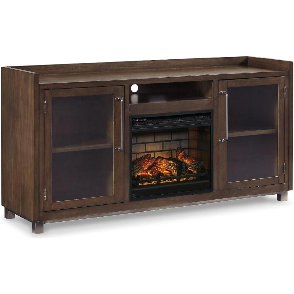 imageSignature Design by Ashley Starmore Urban 70 TV Stand with Electric Fireplace for TVs up to 80 Dark BrownBrown