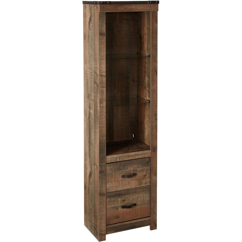 imageSignature Design by Ashley Trinell Rustic Entertainment Center Pier or Bookcase Grayish BrownBrown