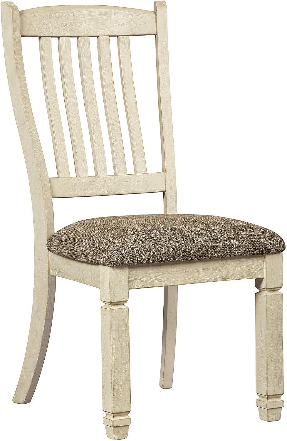imageSignature Design by Ashley Bolanburg Modern Farmhouse Upholstered Dining Chair 2 Count Brown Bolanburg 20 Upholstered Dining Room Chair Set of 2 Antique White