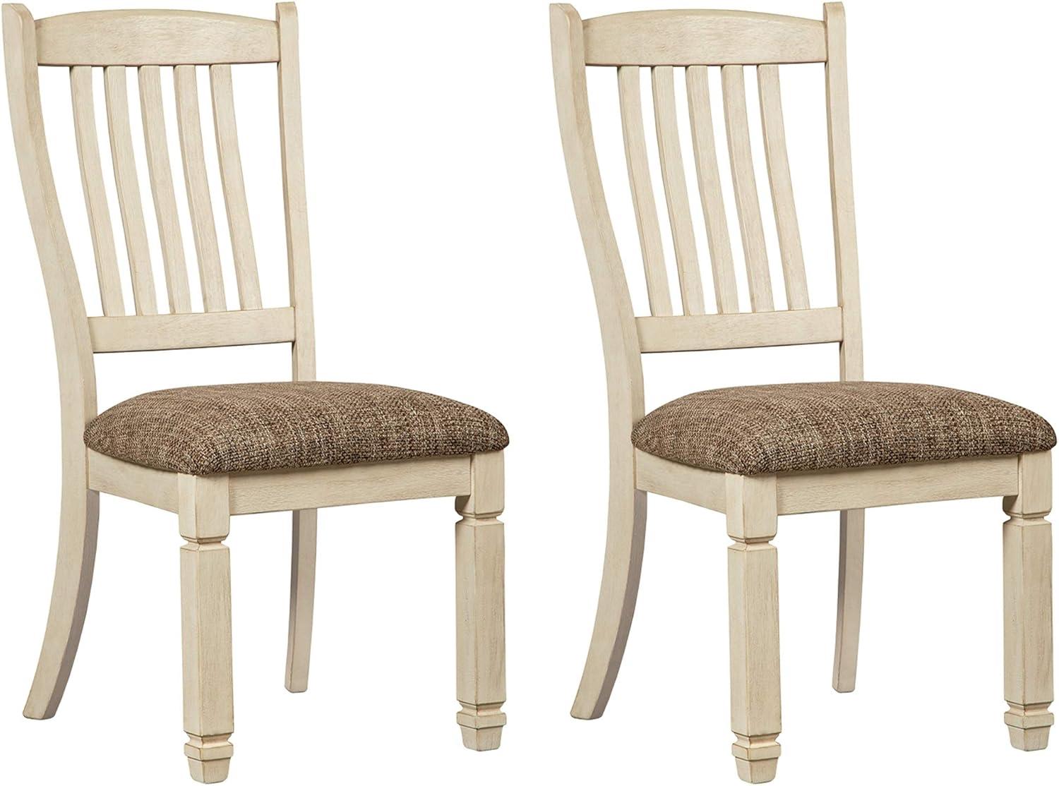 imageSignature Design by Ashley Bolanburg Modern Farmhouse Upholstered Dining Chair 2 Count Brown Bolanburg 20 Upholstered Dining Room Chair Set of 2 Antique White