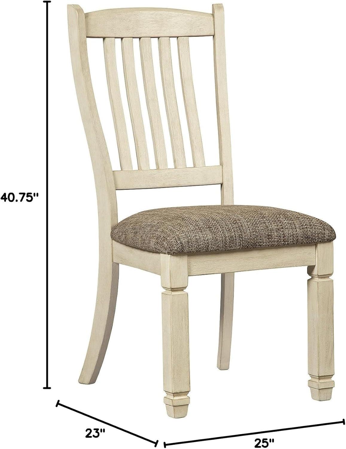 imageSignature Design by Ashley Bolanburg Modern Farmhouse Upholstered Dining Chair 2 Count Brown Bolanburg 20 Upholstered Dining Room Chair Set of 2 Antique White